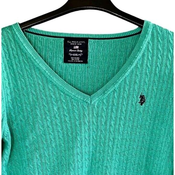 U.S. Polo Assn. Cable Knit Sweater Women's XXL Logo Long‎ Sleeve - Picture 1 of 6